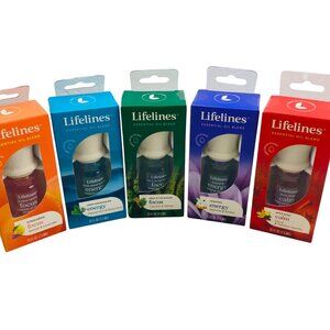 Lifelines Essential Oils Aromatherapy 5 Pack Various Focus, Energy, Calm - New
